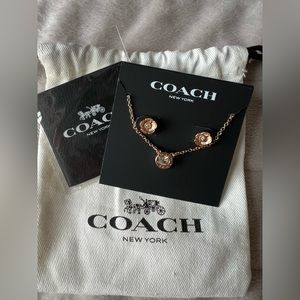 Coach Rose Gold Necklace and Earrings